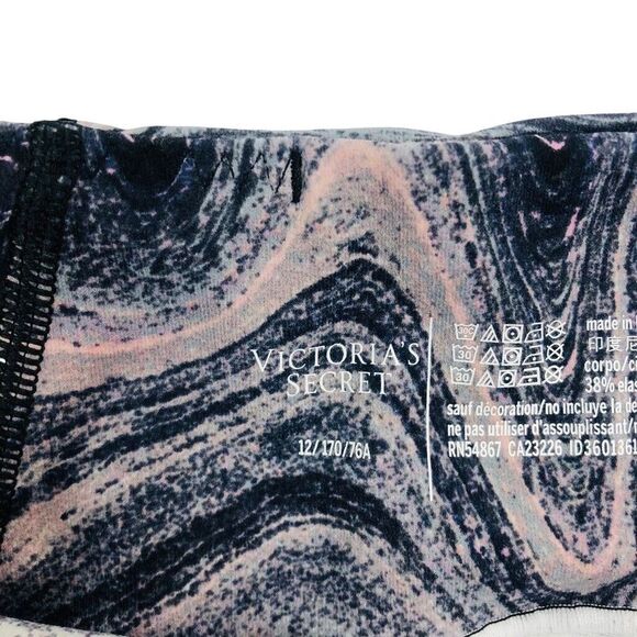 Victorias Secret Yoga Pants Leggings Size 12 Multicolor Marble Print Active Gym‎ - Picture 8 of 9